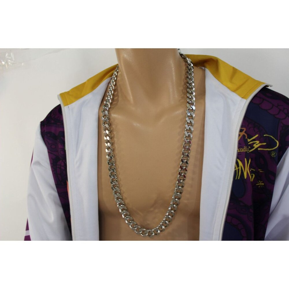 Men Women Necklace Silver Metal Classic Chain Links Long Fashion Heavy Hip Hop